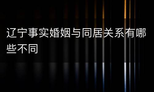 辽宁事实婚姻与同居关系有哪些不同