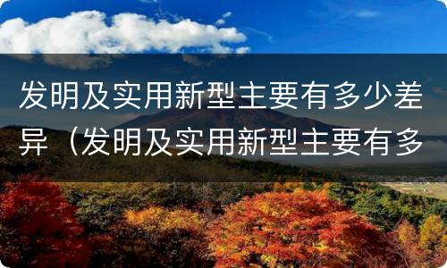 发明及实用新型主要有多少差异（发明及实用新型主要有多少差异因素）
