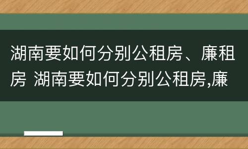 湖南要如何分别公租房、廉租房 湖南要如何分别公租房,廉租房和住宅