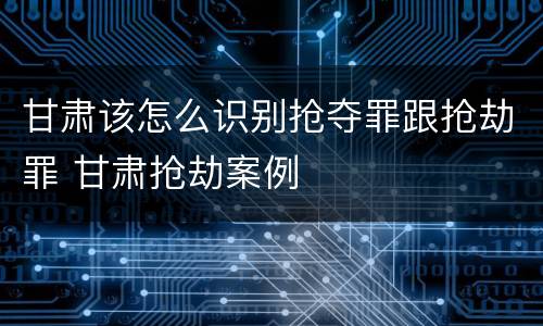 甘肃该怎么识别抢夺罪跟抢劫罪 甘肃抢劫案例