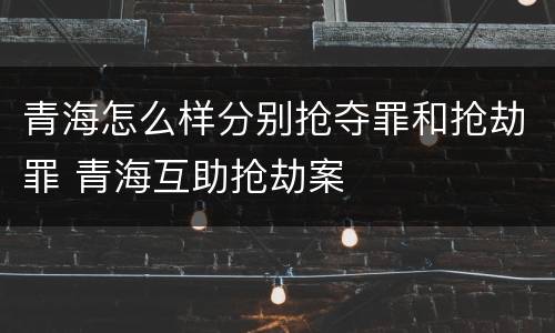 青海怎么样分别抢夺罪和抢劫罪 青海互助抢劫案