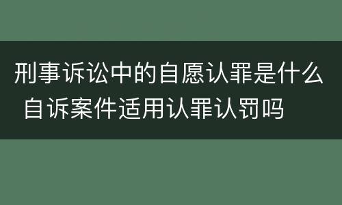 刑事诉讼中的自愿认罪是什么 自诉案件适用认罪认罚吗