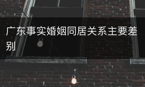 广东事实婚姻同居关系主要差别