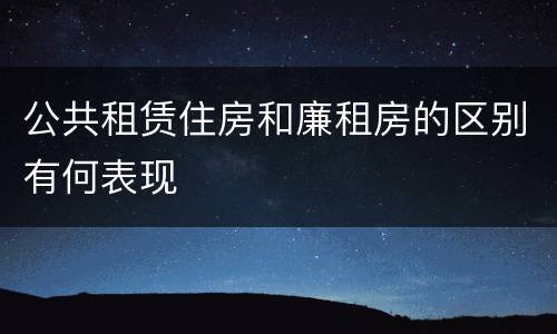 公共租赁住房和廉租房的区别有何表现
