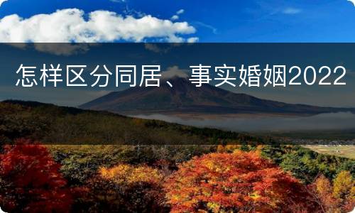 怎样区分同居、事实婚姻2022