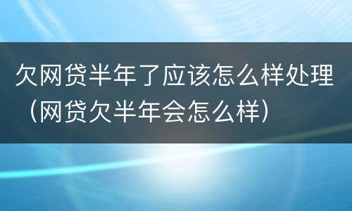 欠网贷半年了应该怎么样处理（网贷欠半年会怎么样）