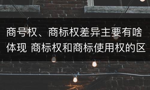 商号权、商标权差异主要有啥体现 商标权和商标使用权的区别