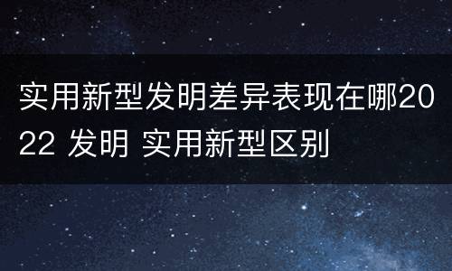 实用新型发明差异表现在哪2022 发明 实用新型区别