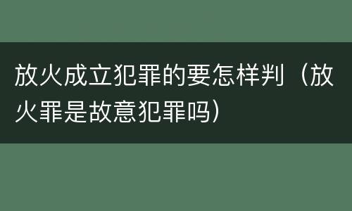 放火成立犯罪的要怎样判（放火罪是故意犯罪吗）
