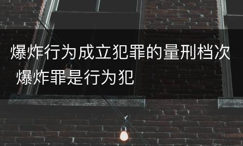 爆炸行为成立犯罪的量刑档次 爆炸罪是行为犯
