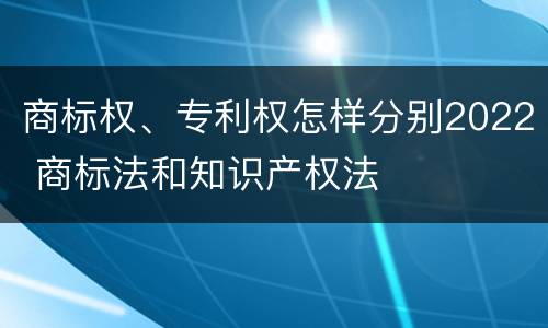 商标权、专利权怎样分别2022 商标法和知识产权法