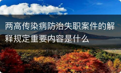 两高传染病防治失职案件的解释规定重要内容是什么