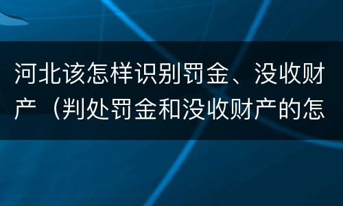 河北该怎样识别罚金、没收财产（判处罚金和没收财产的怎么执行）