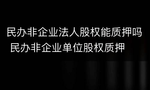民办非企业法人股权能质押吗 民办非企业单位股权质押