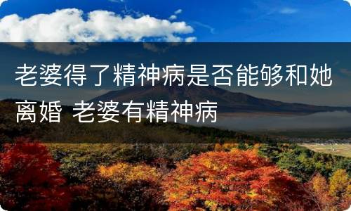 老婆得了精神病是否能够和她离婚 老婆有精神病