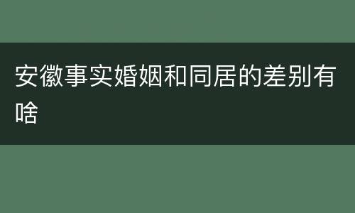 安徽事实婚姻和同居的差别有啥