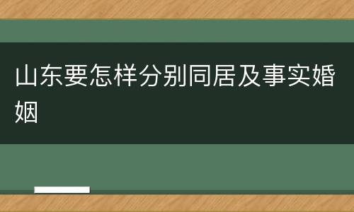 山东要怎样分别同居及事实婚姻