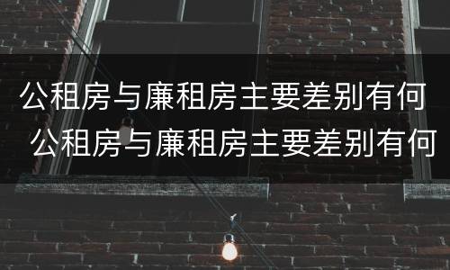 公租房与廉租房主要差别有何 公租房与廉租房主要差别有何影响
