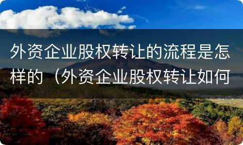 外资企业股权转让的流程是怎样的（外资企业股权转让如何交税）