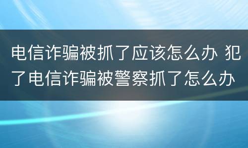 电信诈骗被抓了应该怎么办 犯了电信诈骗被警察抓了怎么办