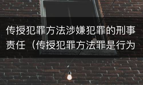 传授犯罪方法涉嫌犯罪的刑事责任（传授犯罪方法罪是行为犯）