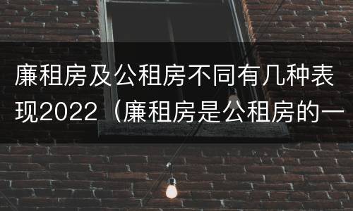 廉租房及公租房不同有几种表现2022（廉租房是公租房的一种吗?）