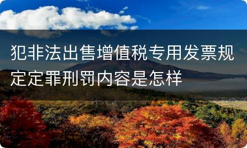 犯非法出售增值税专用发票规定定罪刑罚内容是怎样
