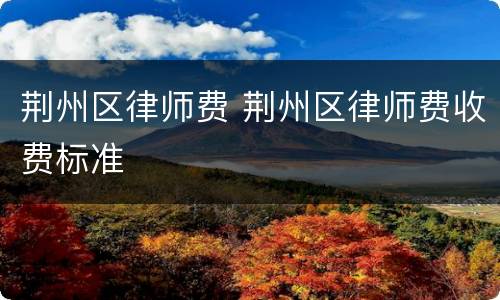 荆州区律师费 荆州区律师费收费标准