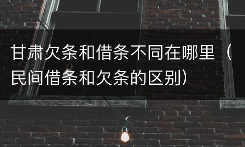 甘肃欠条和借条不同在哪里（民间借条和欠条的区别）