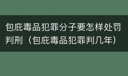 包庇毒品犯罪分子要怎样处罚判刑（包庇毒品犯罪判几年）