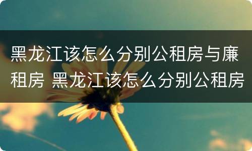 黑龙江该怎么分别公租房与廉租房 黑龙江该怎么分别公租房与廉租房的区别?