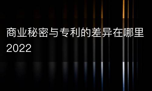 商业秘密与专利的差异在哪里2022