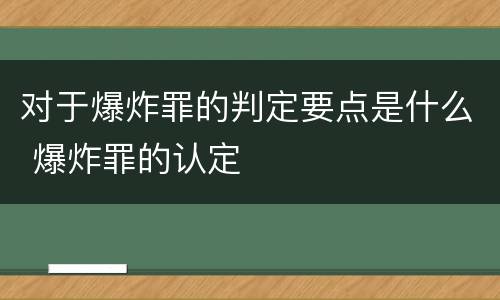 对于爆炸罪的判定要点是什么 爆炸罪的认定