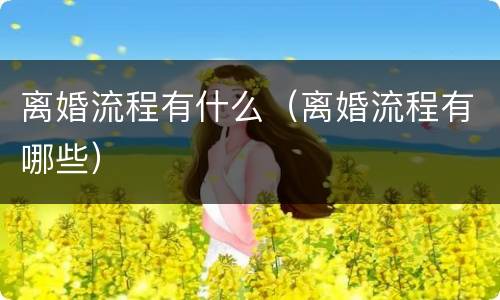 离婚流程有什么（离婚流程有哪些）