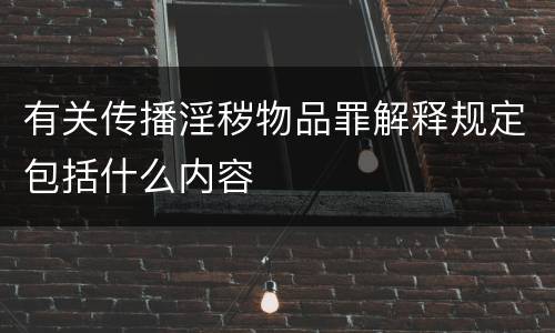 有关传播淫秽物品罪解释规定包括什么内容