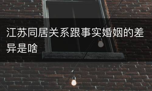 江苏同居关系跟事实婚姻的差异是啥