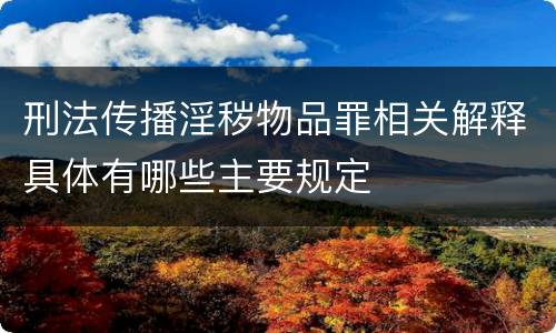 刑法传播淫秽物品罪相关解释具体有哪些主要规定