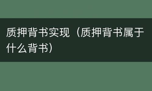 质押背书实现（质押背书属于什么背书）