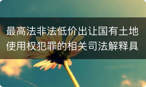 最高法非法低价出让国有土地使用权犯罪的相关司法解释具体有哪些主要规定