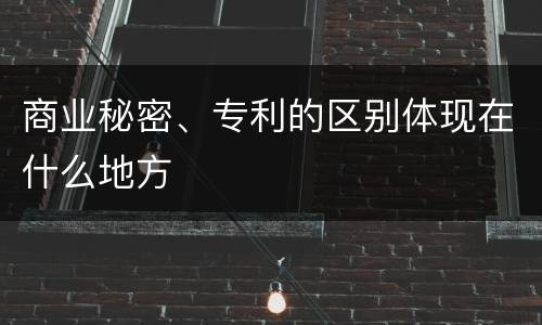 商业秘密、专利的区别体现在什么地方