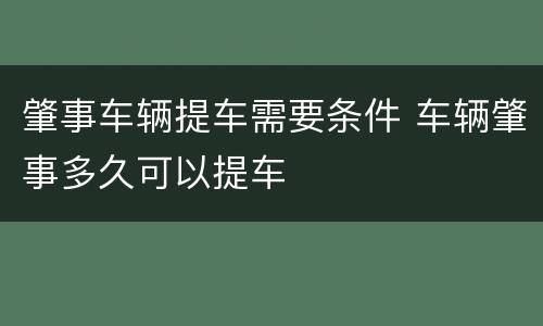 肇事车辆提车需要条件 车辆肇事多久可以提车