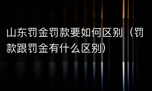 山东罚金罚款要如何区别（罚款跟罚金有什么区别）