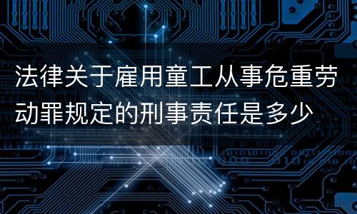 法律关于雇用童工从事危重劳动罪规定的刑事责任是多少