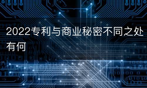 2022专利与商业秘密不同之处有何