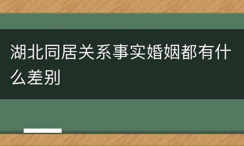 湖北同居关系事实婚姻都有什么差别