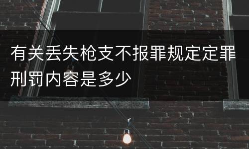 有关丢失枪支不报罪规定定罪刑罚内容是多少