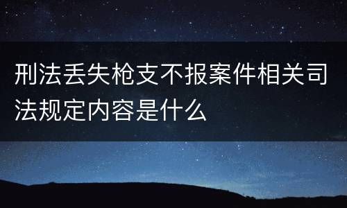 刑法丢失枪支不报案件相关司法规定内容是什么