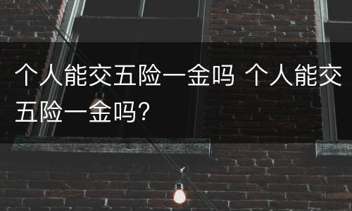 个人能交五险一金吗 个人能交五险一金吗?