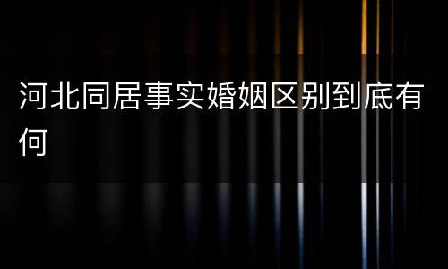 河北同居事实婚姻区别到底有何