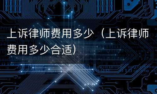 上诉律师费用多少（上诉律师费用多少合适）